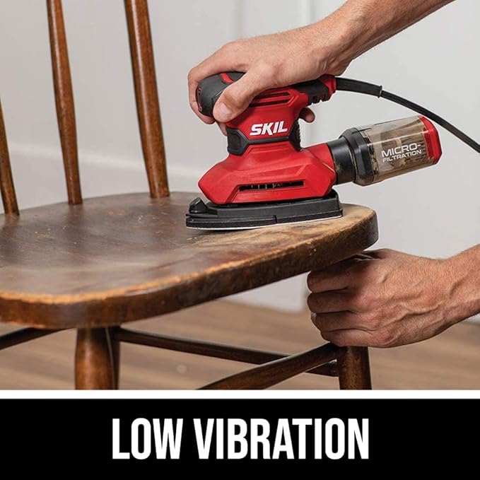 SKIL Corded Multi-Function Detail Sander with Micro-Filter Dust Box 3 Additional Attachments & 12pc Sanding Sheet- SR232301