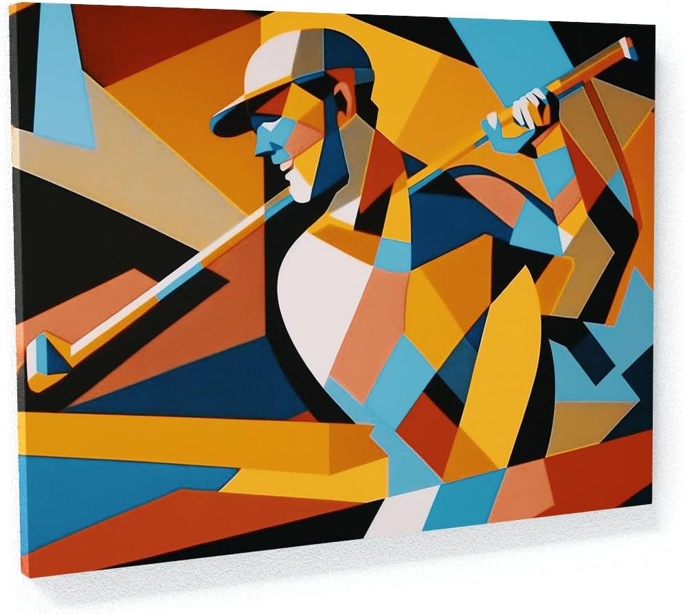 Sense Canvas Golf Modern Golfer 21 Canvas Art - Home Decor Wall Art Print Poster Painting Medium 24x18 / 1.5"