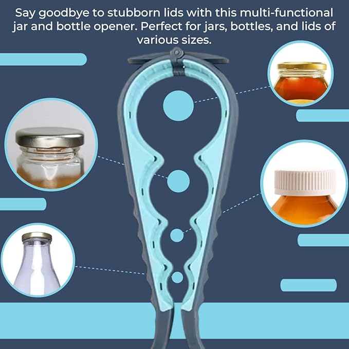 Jar Opener Set 3 Pieces LAGONOVA – Bottle Opener, Silicone Grip Pad, Lid Remover for Arthritic Hands, Kitchen Essential for Jars, Bottles & Cans