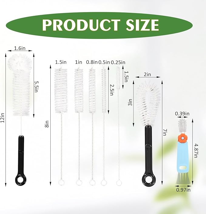 10 pcs Bottle Cleaner Brush Set, Cup Lid Cleaning Brushs, Handle Stainless Steel Bottle Cleaner Brush, Wine Decanter, Narrow Spaces, Pipes & More