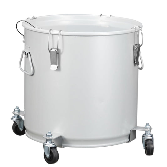 8 Gal Fryer Grease Bucket, Fryer Oil Bucket with Lid, Oil Disposal Caddy with Rust-Proof Coating, Coated Carbon Steel Oil Filter Pot with Caster Base, Oil Transport Container with Lock Clips & Filter