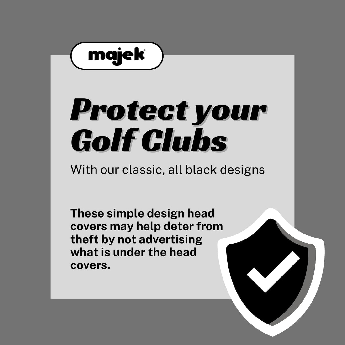 Black Golf Zipper Head Covers Driver 1 3 5 Fairway Woods Headcovers Metal Neoprene Traditional Plain Protective Covers Fits All Fairway Clubs and Drivers up to 460cc