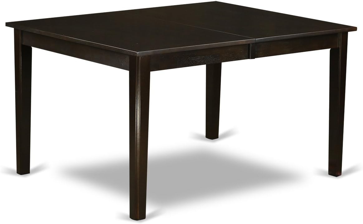 East West Furniture HEDR9-CAP-03 9 Piece Dining Room Table Set Includes a Rectangle Kitchen Table with Pedestal and 8 Brown Linen Fabric Parson Dining Chairs, 42x72 Inch, Cappuccino