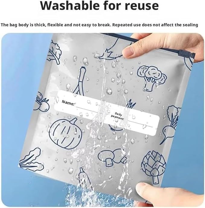 30Pcs Reusable Aluminum Foil Sealable Storage Bags, Thicken Stand Up Foil Sealable Bags with Label and Zip Lock, Aluminum Foil Bags for Food, Vegetable Fruit Meat (10*S+10*M+10*L)
