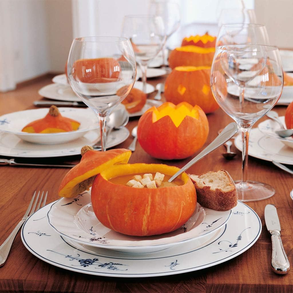 Villeroy & Boch Vieux Luxembourg Rim Soup, 9 in, Premium Porcelain, White/Blue