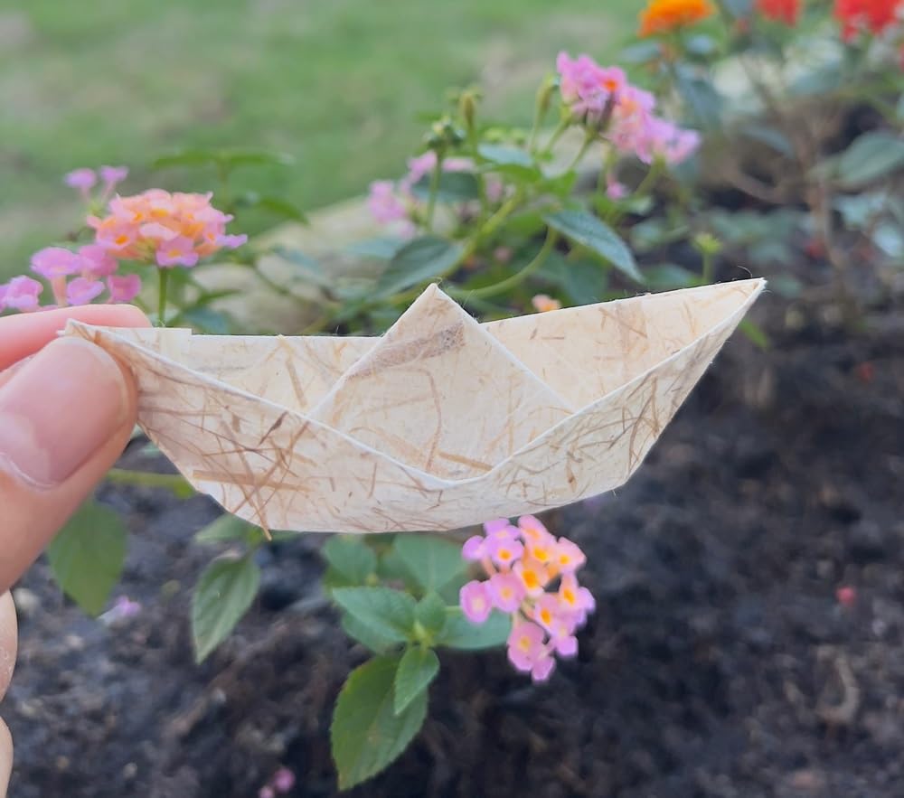8 x 8 Inches Natural Fiber Leaves Banana Bark Mulberry Paper Sheets 50 Sheets Square Origami Paper Arts Folding Craft, Square Folding Paper for DIY Crafts (Mixed Leaves,Banana Bark, etc., 8"x8")