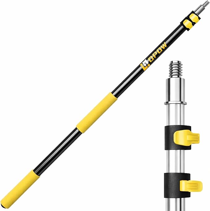 4-8 FT Gutter Cleaning Telescopic Pole, Multi-Purpose Aluminum Alloy Telescoping Rod with Universal Twist-on Metal Tip Flip-Lock Design, for Painting Cobweb Dusting, Christmas Lights