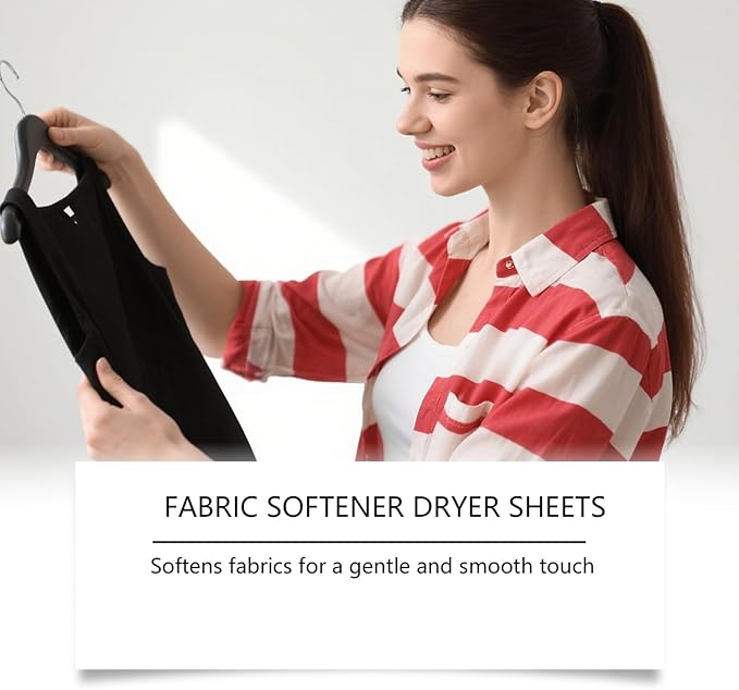 Fabric Softener Dryer Sheets, With Effective Odor Removal, 40 Pieces, Scented Gentle Freshening, Odor Control Laundry Sheets, Static Cling & W-Rinkle Reducer, For Pet Hair Removal, Washing Machine