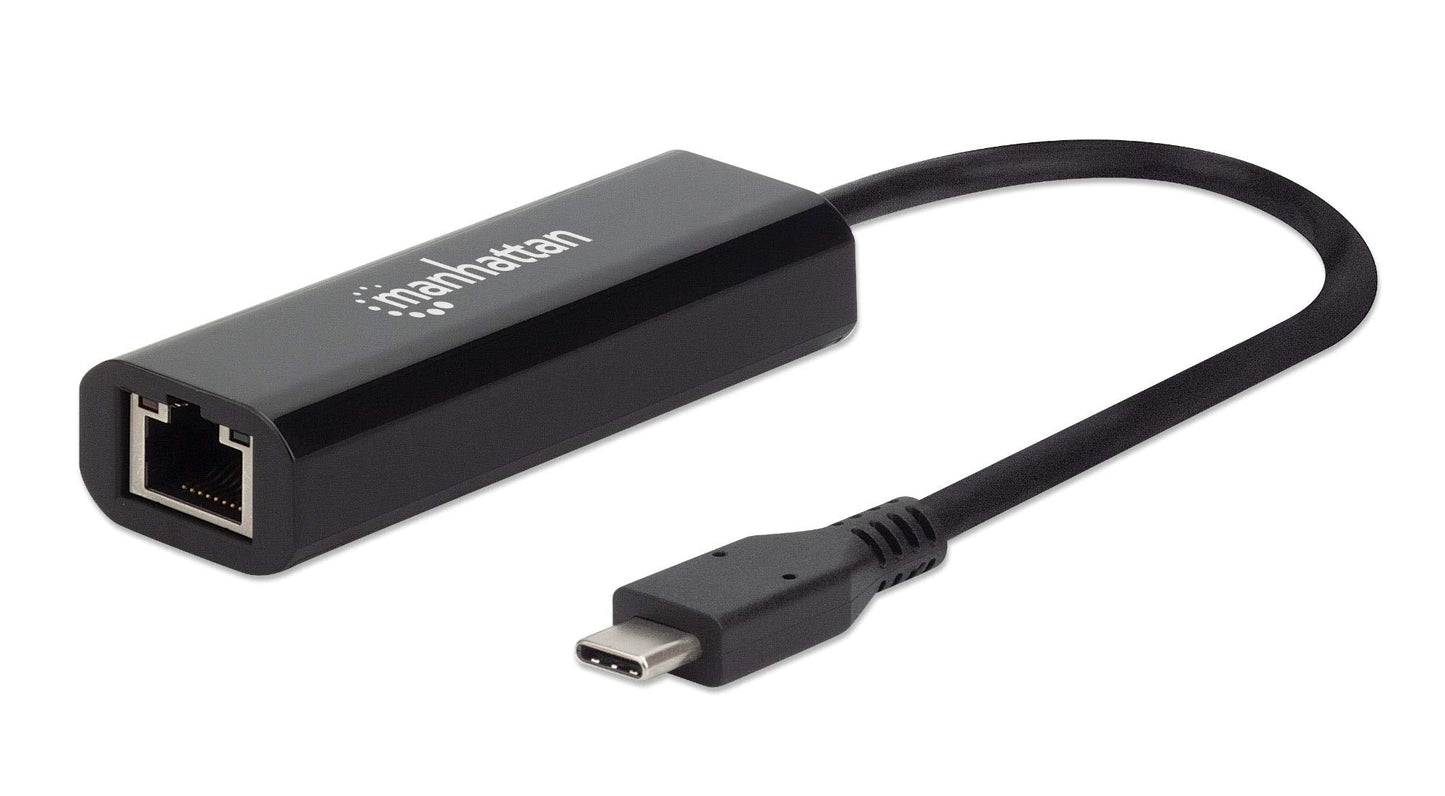 Manhattan Usb-C To 2.5Gbase-T Gigabit (10/100/1000 Mbps & 2.5 Gbps) Rj45 Network Adapter, Multi-Gigabit Ethernet, Black, Box