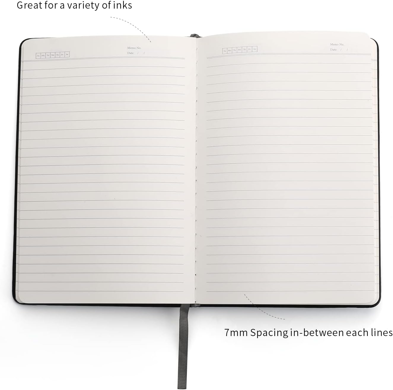 Deziliao Hardcover Notebook Journal 160 Pages, Lined Journal Notebooks for Work, 100Gsm Premium Thick Paper with Pocket, Medium 5.7"x8.4" （Black, Ruled）