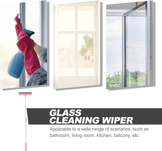 BESPORTBLE Extendable Window Cleaning Squeegee with Detachable Double-Sided Scrubber for Glass and Mirror Plastic Blade with Ergonomic Handle for Bathroom Kitchen Balcony Use Telescopic Pole