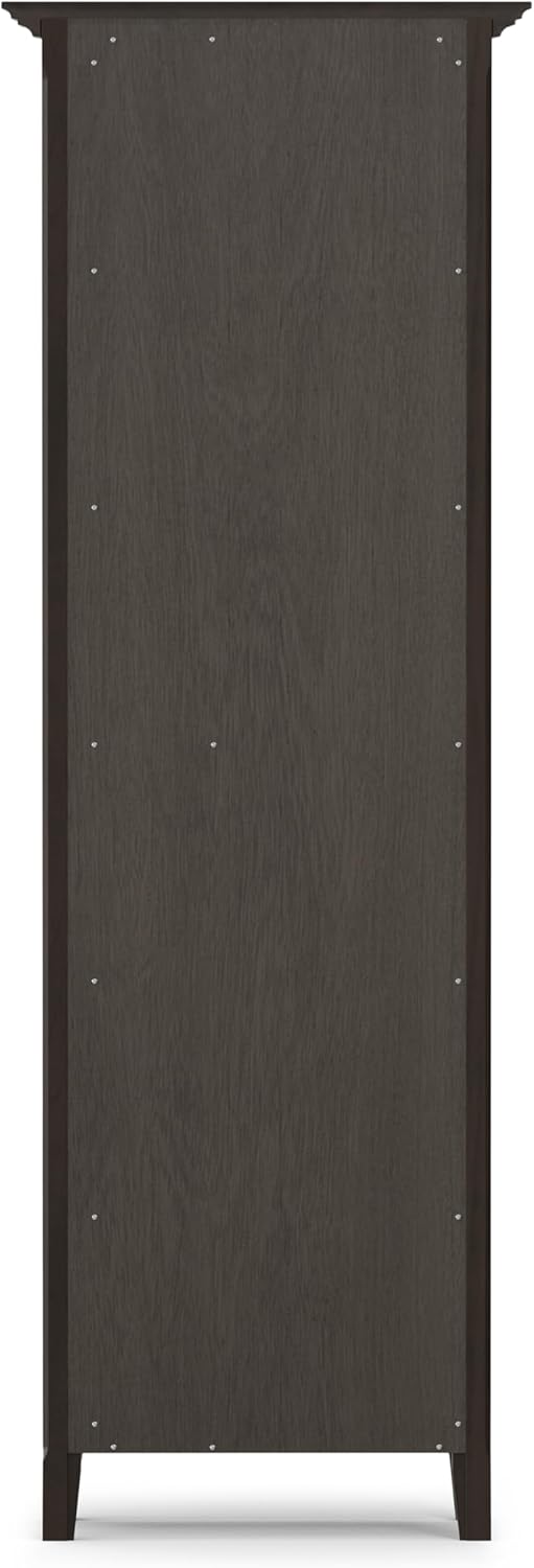 SIMPLIHOME Amherst Bookcase - 70 inch Tall 5-Shelf Solid Wood Bookshelf in Hickory Brown, Transitional Storage for Living Room, Study Room or Office with Adjustable Shelves and Tapered Legs
