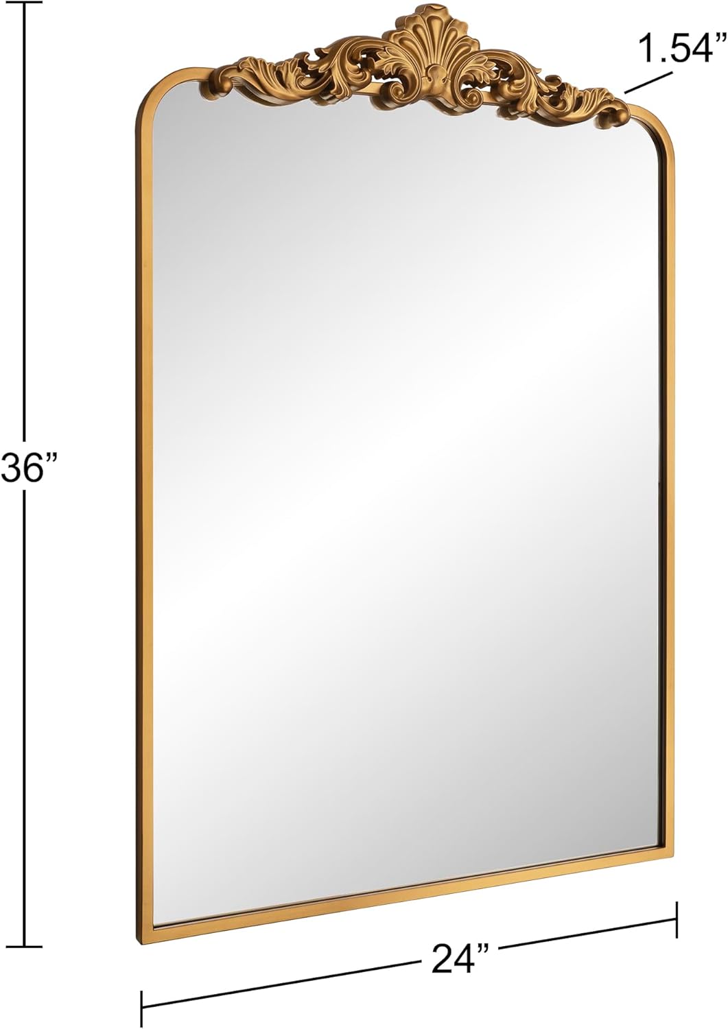 Ruomeng Traditional Wall Mirror, Vintage Bathroom Mirror Baroque Inspired Wall Décor, Gold Accent Mirror for Vanity Entryway and Living Room, 24” x 36"