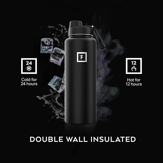 IRON °FLASK Camping & Hiking Hydration Flask with Spout, Wide Mouth Insulated Stainless Steel Sports Water Bottle - 40 oz Aurora