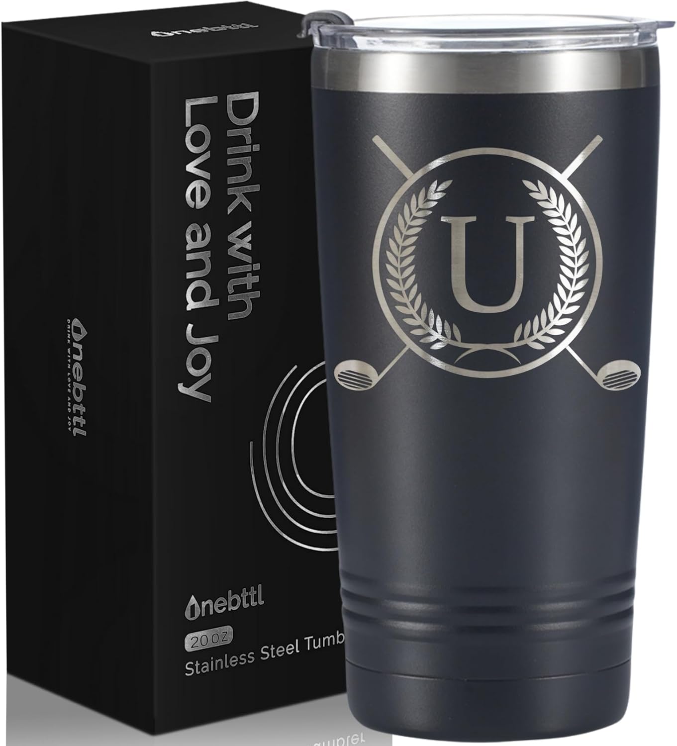 Onebttl Golf Gifts for Men with Initial for Golfer & Golf Lovers, 20oz Travel Mug, Perfect Gifts for Men, Birthday, Christmas - U
