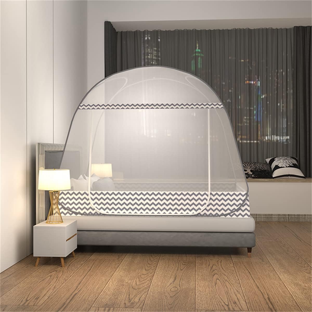 CdyBox Folding Mosquito Net Tent Canopy Curtains for Beds Home Bedroom Decor (Gray, 1.2X2.0m)