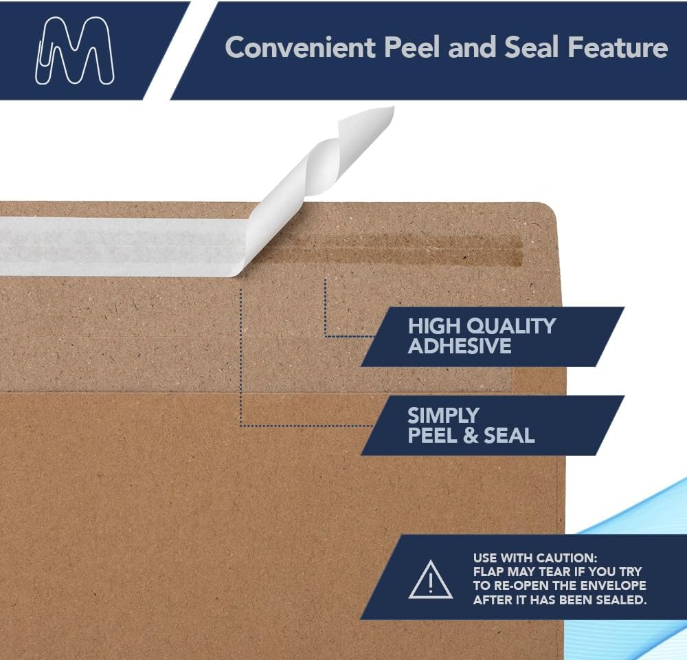 MOS A7 Kraft Envelopes 5.25 x 7.25 Inch 500 Pack — Brown Self-Seal Heavyweight Invitation Envelopes for Weddings, Greeting Cards, Thank You Cards, Photos, Business Mailings