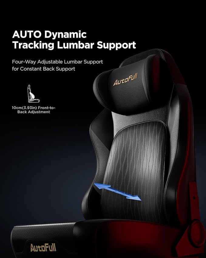 AutoFull M6 Gaming Chair, Ergonomic Office Chair with Ventilated Heating, AUTO Dynamic Tracking Lumbar Support, 6D Adjustable Armrests and Footrest (Black)