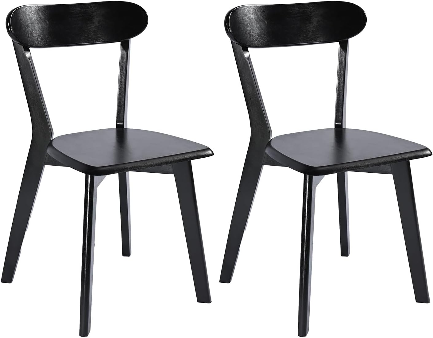 DELAVIN Soild Wood Dining Chairs Set of 2, Oak Wood Kitchen Chairs, Mid Century Modern Dining Room Chairs, Black