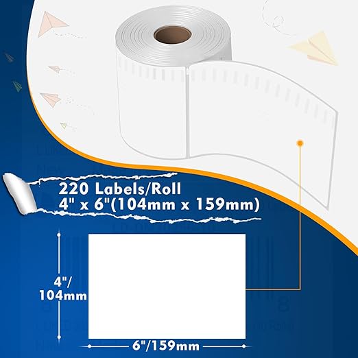 L LIKED 2200 PCS 4"x 6" Thermal Shipping Labels, White Perforated & Strong Adhesive Direct Thermal Labels (220 Labels/Roll), Compatible with DYMO 4XL, Zebra, Rollo,10 Rolls