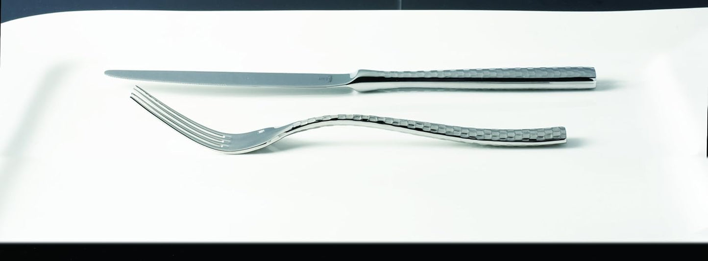 Fortessa Lucca Faceted 18/10 Stainless Steel Flatware Table Fork, Set of 12