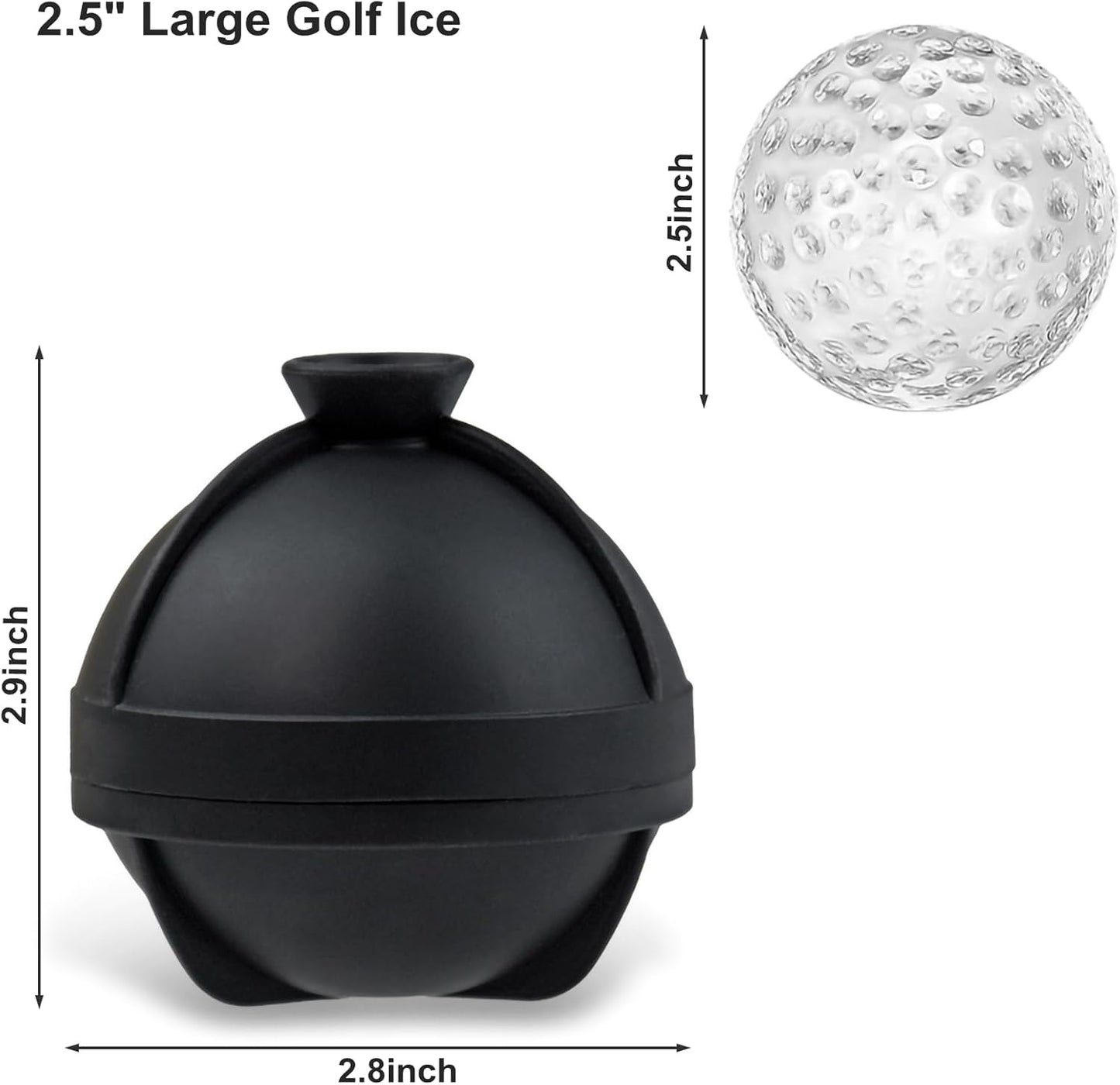 Bangp Golf Ball Ice Molds Set of 6,Whiskey Round Ice Cube Molds, 2.5 Inch Golf Gifts Ball Ice Maker Mold,Novelty Sphere Ice Molds Create Golf Ice Balls for Whiskey, Cocktails, Coffee,Bourbon