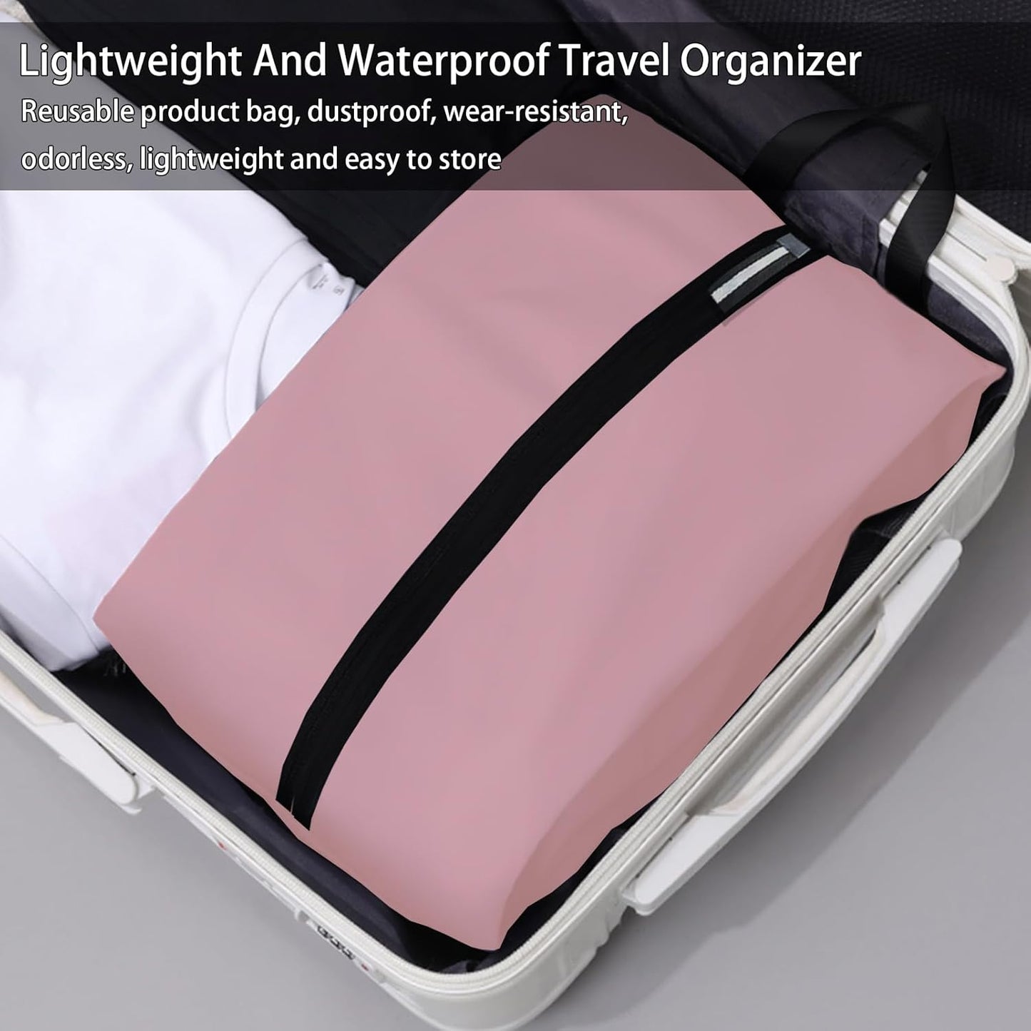 Shoe Bags for Travel Large Capacity Oxford Fabric Portable Shoe Bags, Multi-Functional Dust-Proof and Waterproof Men & Women Travel Shoe Bag for Packing in Suitcase(Pink, 1-Pack)