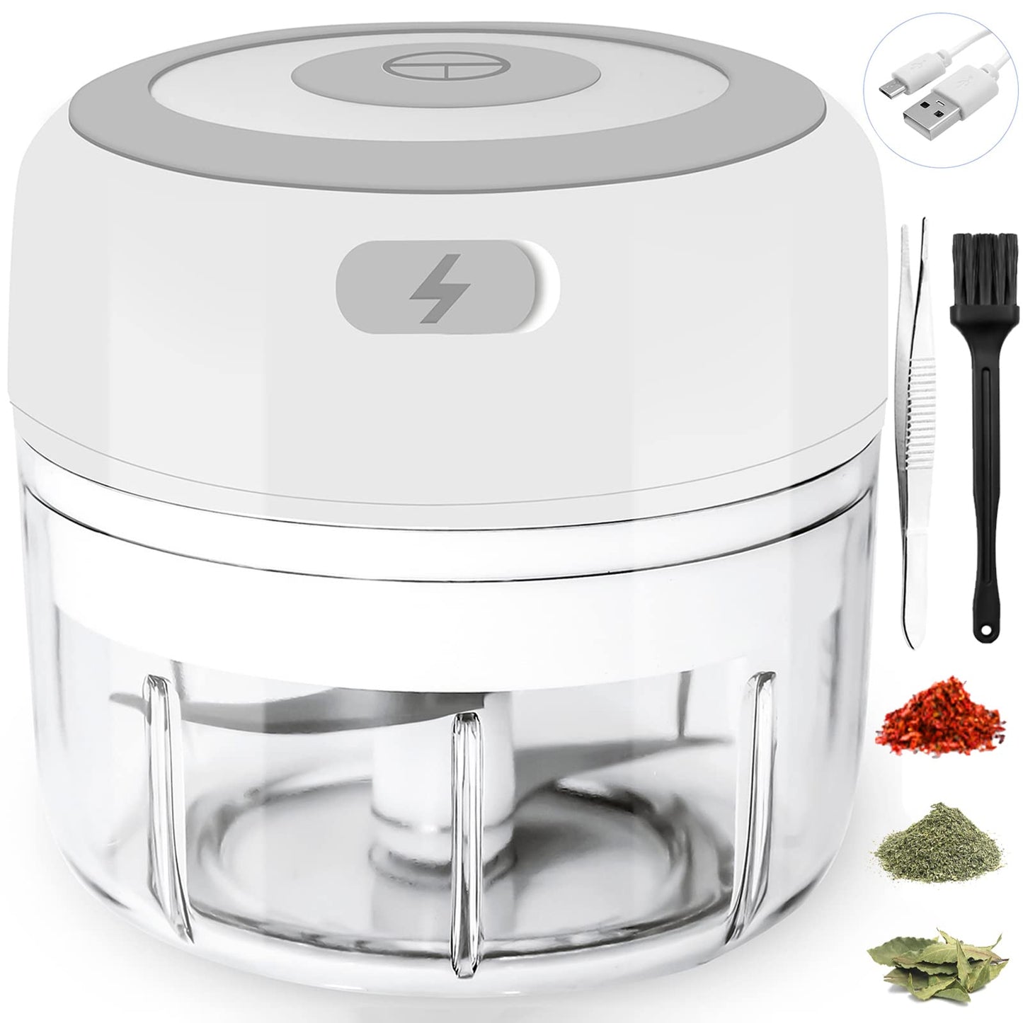 Electric-Herb-Grinder-Large-3.4oz-USB Rechargeable, 3.5'' Powerful Grinder for Dry and Fresh Herbs and Spices, Portable Waterproof, Better Control of Herb Coarseness, Practical and Muntifuctional