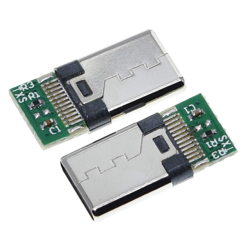 Anmbest 10Pcs Usb 3.1 Type C Connector 24 Pins Male Plug Socket Receptacle Adapter To Solder Wire & Cable 24P Pcb Board Support