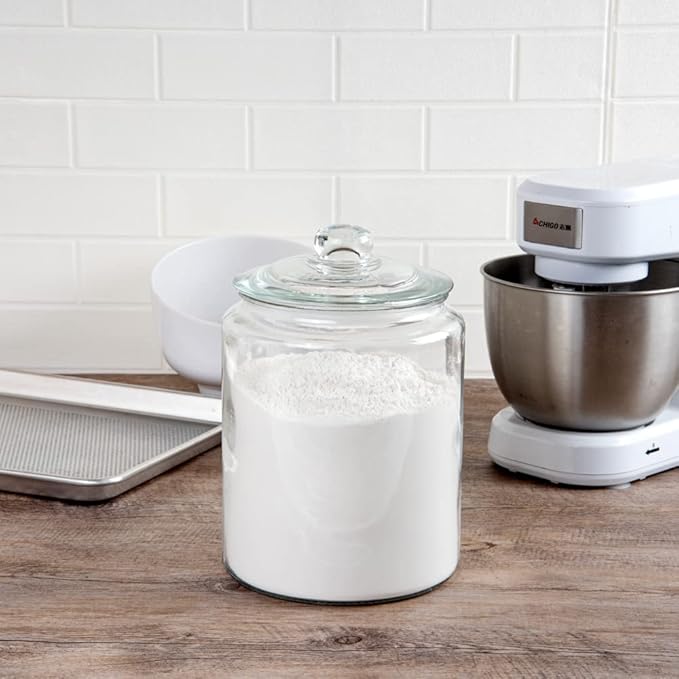 Restaurantware Glass Storage Containers - 1 Count 6 Liter Airtight Kitchen Canisters - Pantry Jars With Lids For Food - Clear Crystal Glass