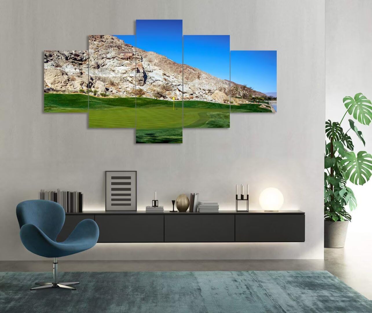 California Golf Course Wall Art for Living Room Bedroom Bathroom Home Decoraitons Golf Course in Palm Pictures Posters Framed Artwork Canvas Prints Ready to Hang(60''W x 40''H)