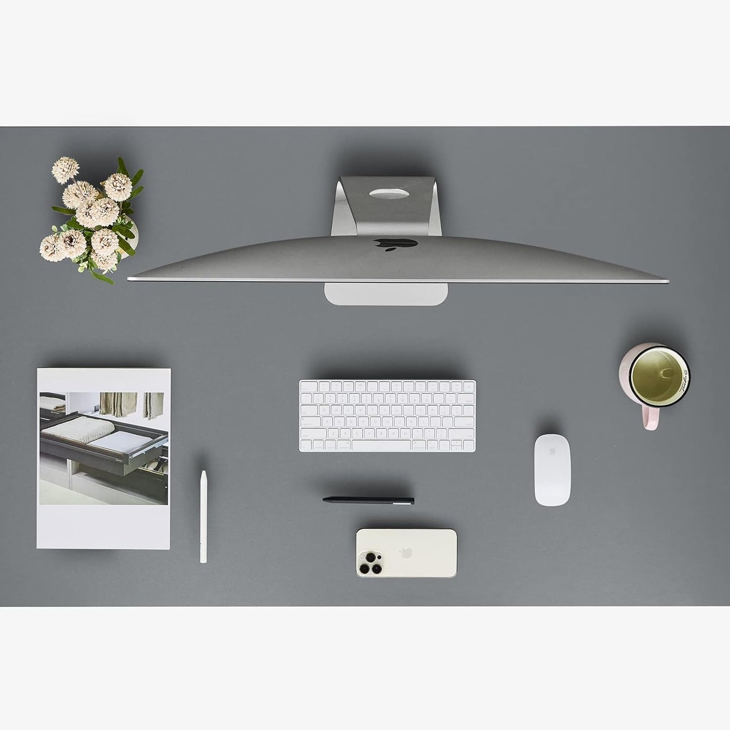 Kaboon Grey Table Top 30" D x 47.25" W, Solid One-Piece Desktop, Universal Wood Countertop, Reversible Laminate Top, Double Desks, L-Desk DIY, for Home and Commercial