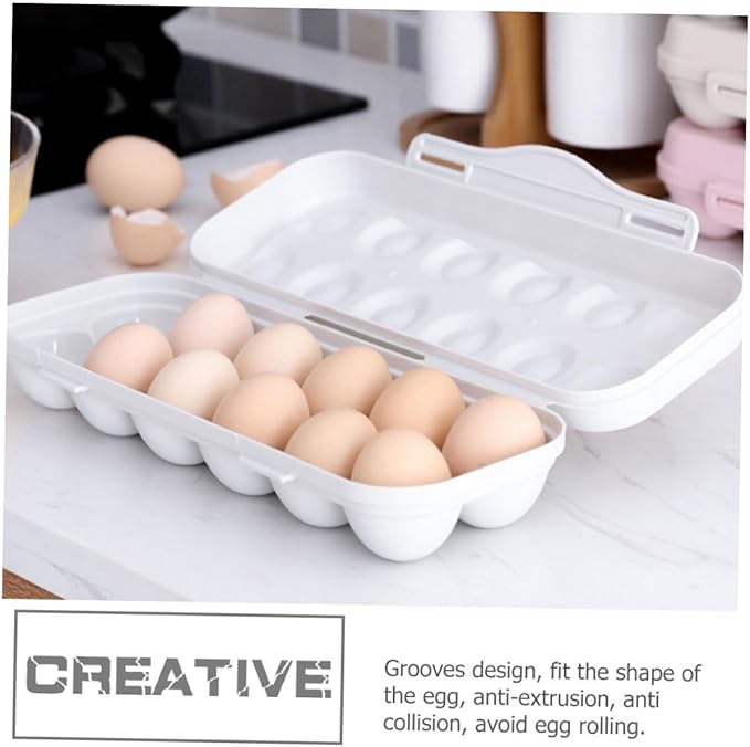 Compartment Gray Plastic Egg Storage Bin with Airtight Lid Anti-crack Refrigerator Organizer Box for Kitchen Preservation and Easy Handling Stackable Egg Holder for Home Use