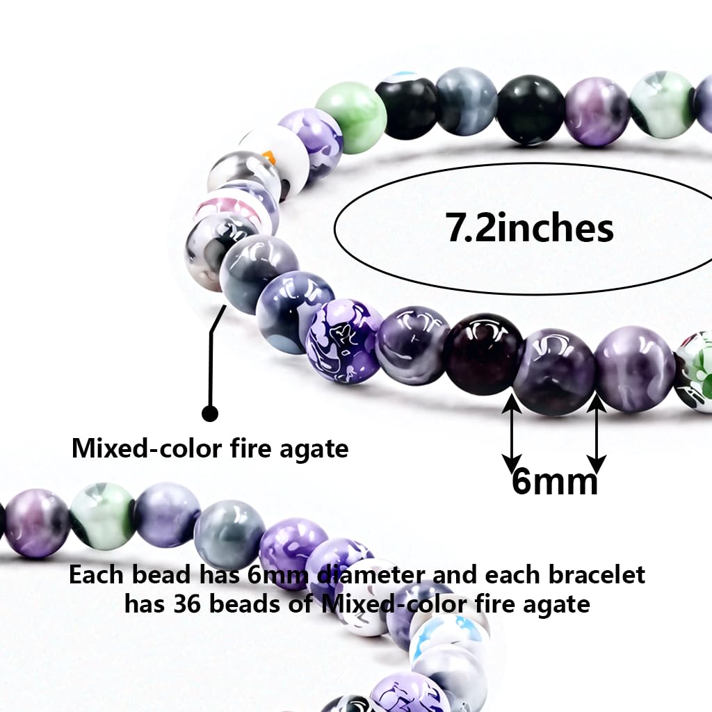 PZTIIY Natural Energy Healing Stone Charm Bracelet 6mm Natural Energy Healing Lava Rock Bracelet - Unisex (Small)