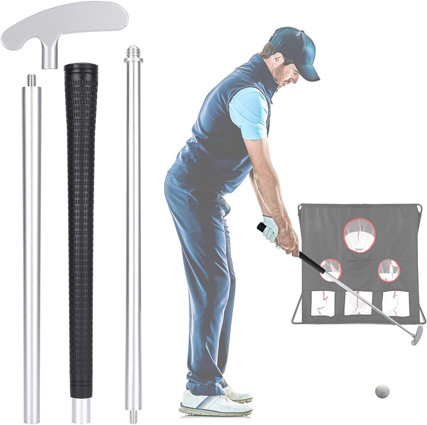 LEAGY 4-Section Portable Putter - Right & Left Hand, 2 Golf Balls, 1Pack Golf Bag