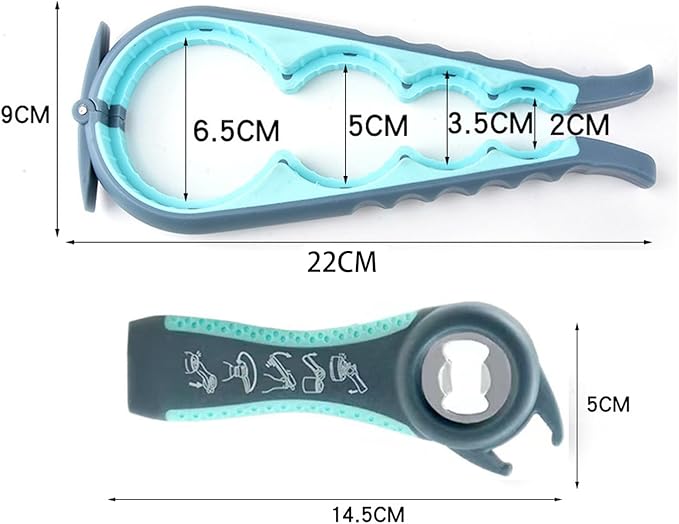 5PCS Multi-Purpose Can Opener Set, 5 in 1 Lid Opener, Beer Bottle Opener, Non Slip Rubber Jar Opener
