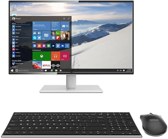 Arteck 2.4G Wireless Keyboard and Mouse Combo HW193MW162 Stainless Ultra Slim Full Size Keyboard and Ergonomic Mouse for Computer Desktop PC Laptop and Windows 11/10/8/7 Build in Rechargeable Battery