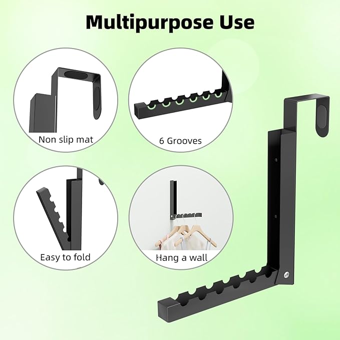 4 Pack Over The Door Hanger, Folding Over The Door Drying Rack for Laundry,Overdoor Hanger Hook,Small Clothes Drying Rack for Dorm Portable Black