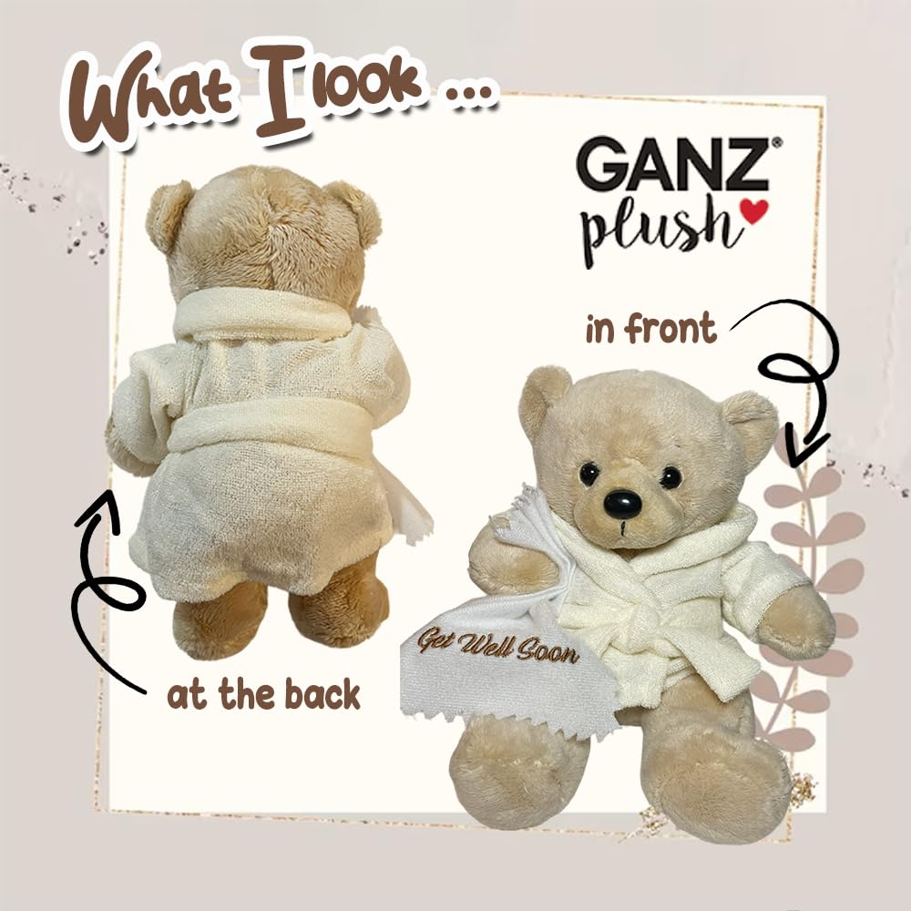 Ganz Get Well Soon Teddy Bear | Feel Better Gifts for Women, Men, Kids, Boys & Girls | Plush Bear for Recovery, Hospital Stay, Surgery Get Well Gift | Cream Robe