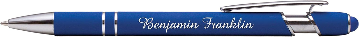 ExpressDesigns™ - Premium Custom Pens with Stylus | Burst of Color | Personalized Soft Touch Metal Printed Name Pens w/Black Ink - Imprinted w/Logo or Message - 12 pcs/pack (Assorted)