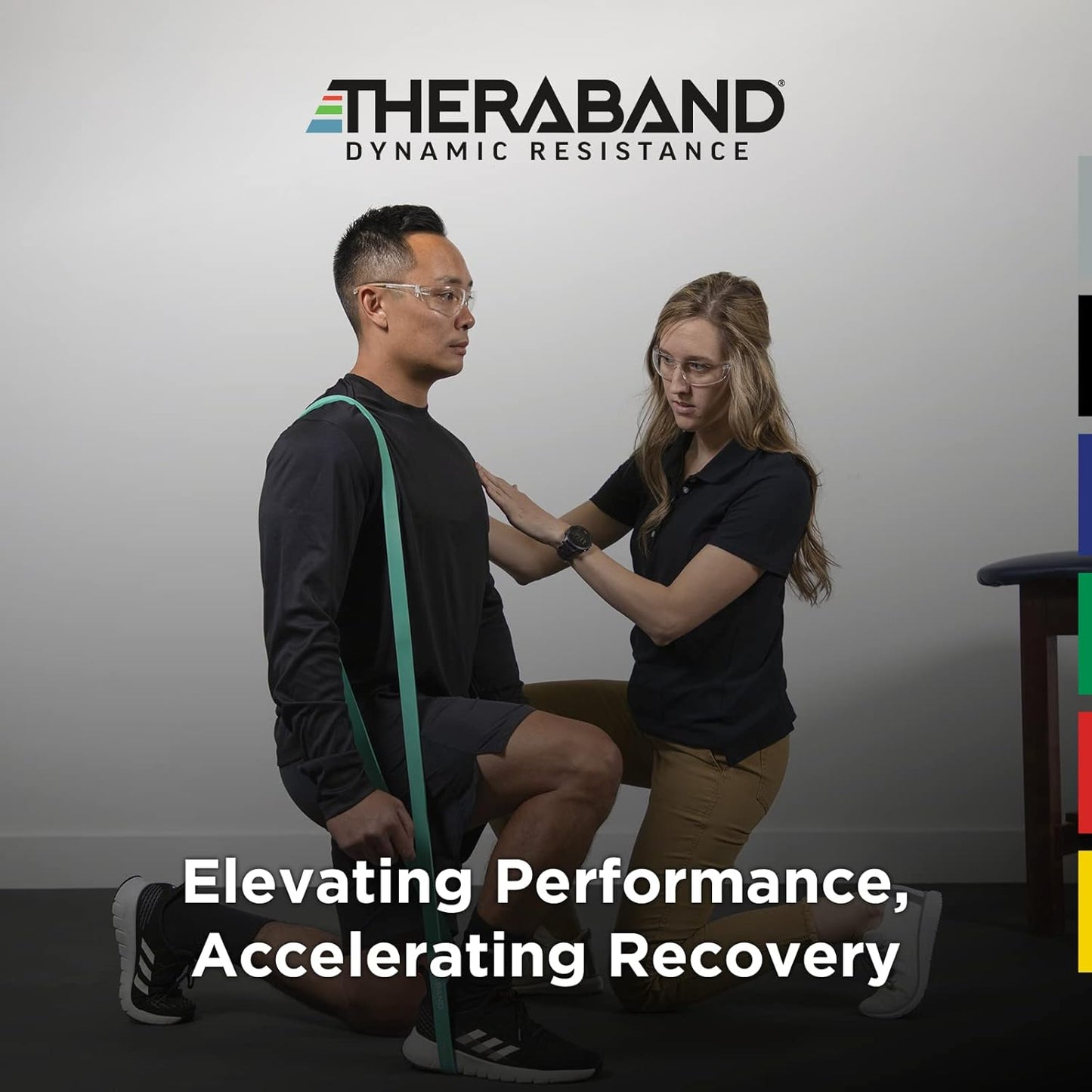 THERABAND High Resistance Bands, Set of 4 Elastic Super Bands for Improving Flexibility, Injury Rehab, & Full Body Workouts, Heavy Duty Stretch Bands for Exercise, Light, Medium, Heavy, X-Heavy Bands