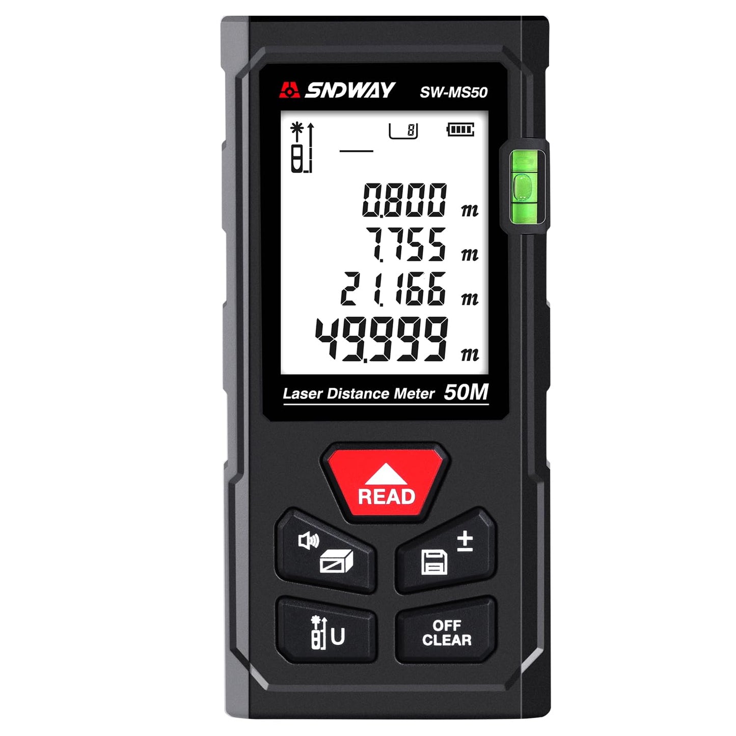 Laser Measurement Tool 165Ft  Digital Laser Distance Meter Bubble Levels  Handheld Laser Tape Measure 50M  High Accuracy Digital Tape Measure Backlit LCD  IP54  Area  Volume  Pythagoras-New