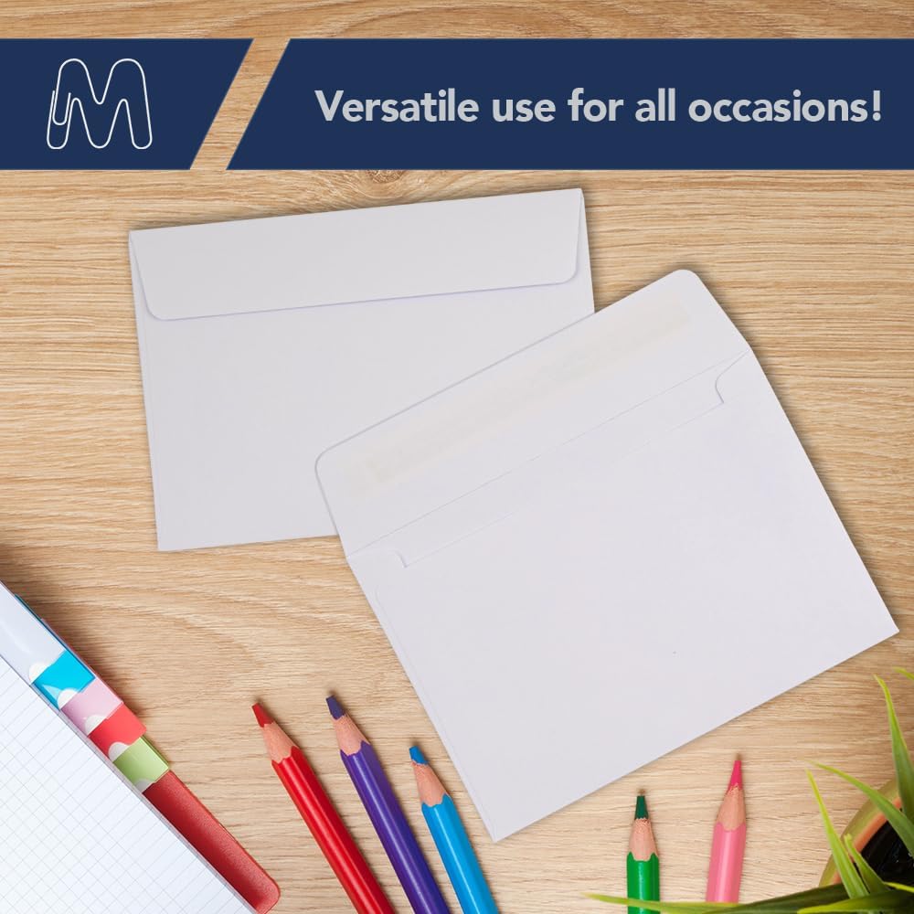 MOS A9 White Envelopes 5.75 x 8.75 Inch 500 Pack — Self-Seal Heavyweight Invitation Envelopes for Greeting Cards, Card Making, RSVP, Wedding Invitations, Business Mailings