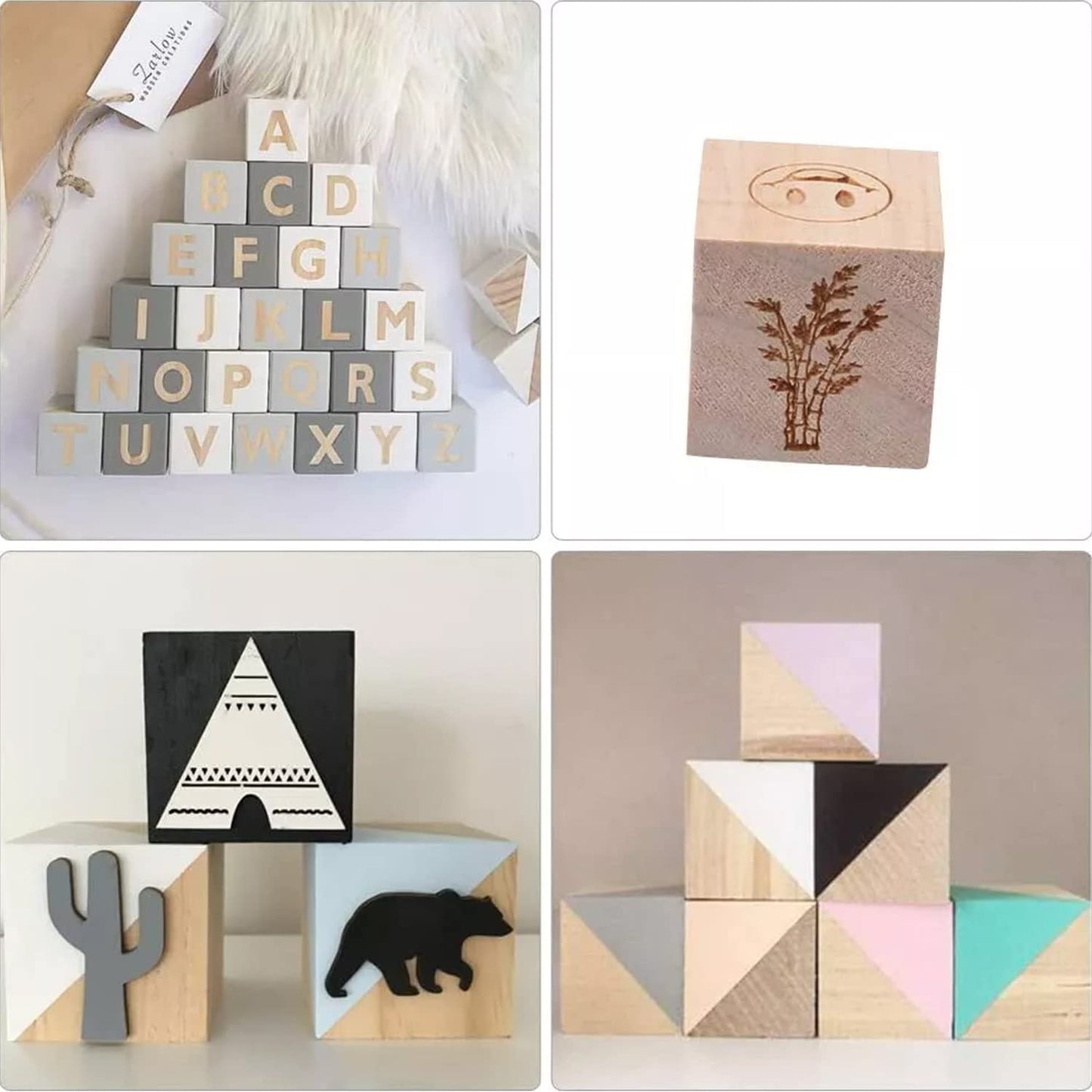 Wood Blocks for Crafts, Large Unfinished Wood Cubes, 3 Inch Natural Wooden Blocks, Pack of 2 Pine Square Blocks for Arts and Crafts and DIY Projects