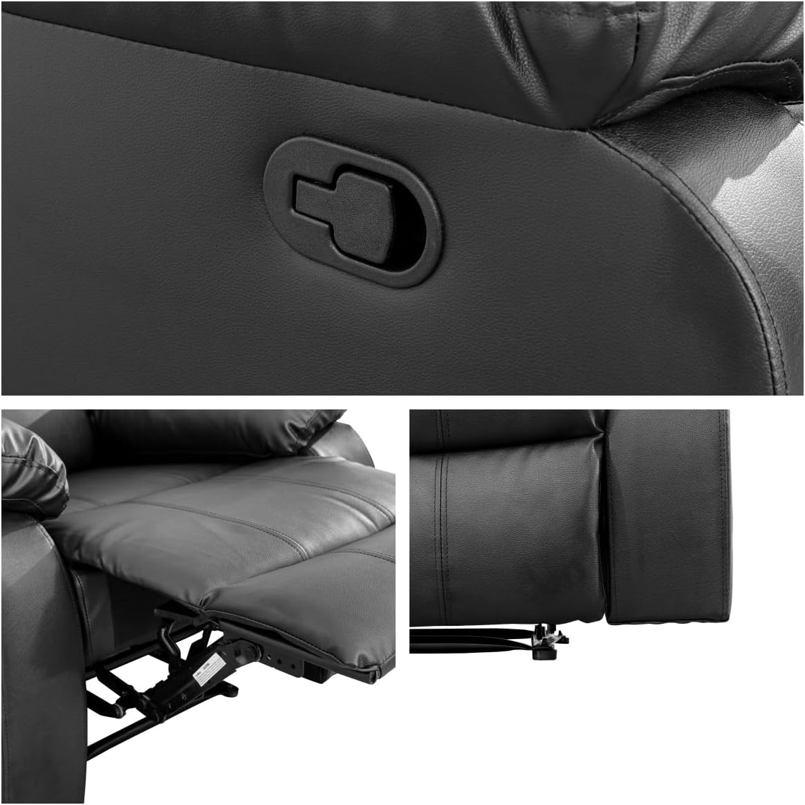 Leather Recliner Chair, Recliner Home Theater Seating, Electric Reclining Chair for Adult, Breathing Chair for Living Room, Black