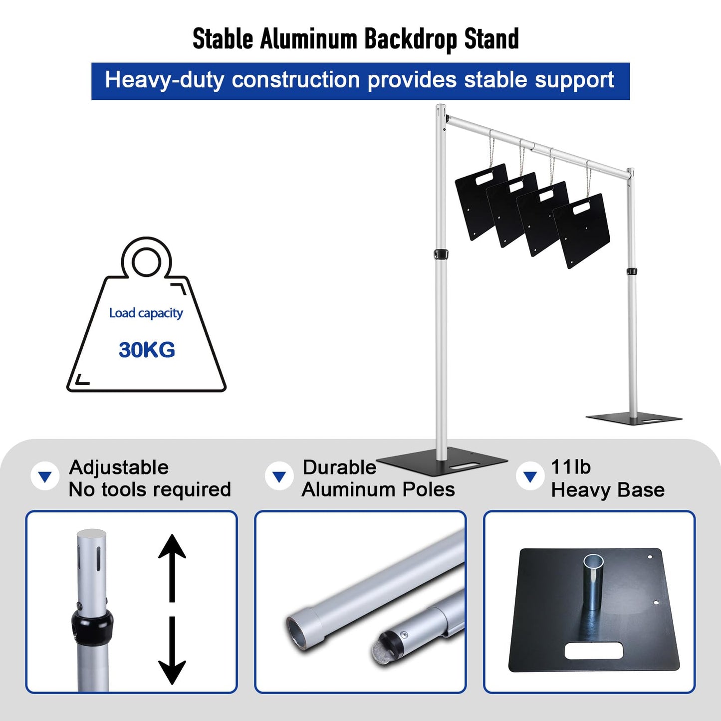 Hecis 12x12Ft Square Pipe and Drape Kit, 7-12' Tall x 7-12' Wide Square Adjustable Pipe and Drape Stand, Heavy Duty Backdrop Stand for Event, Party, Trade Shows and Wedding Decor