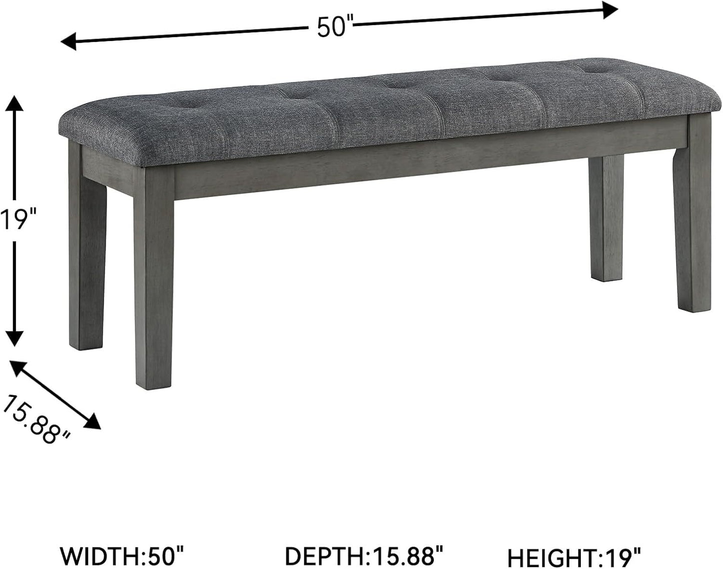 Signature Design by Ashley Hallanden Rustic Tufted Upholstered Dining Room Bench, Gray