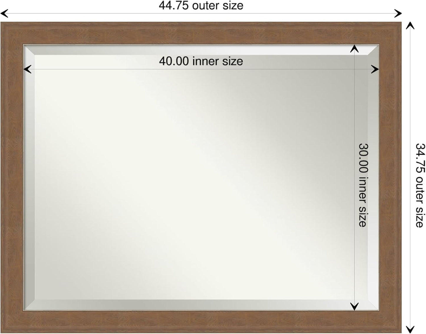 Amanti Art Brown Wall Mirror 35x45 Alta Medium Brown Rectangle Bathroom Mirror for Wall Decor Living Room, X-Large Rustic Farmhouse Frame, Hangs Horizonally and Vertically, Bathroom Decor, Beveled