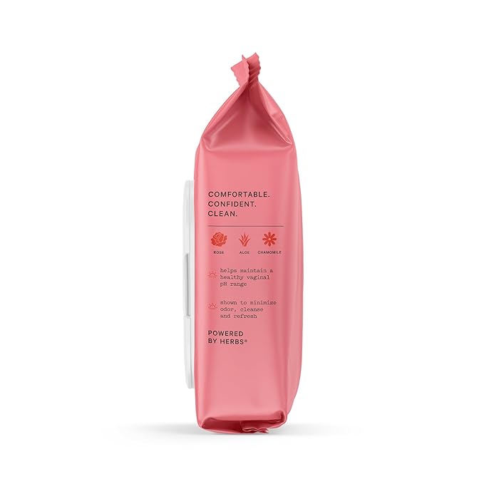 The Honey Pot Company - Feminine Wipes - Daily PH Balancing, Fragrance & Sulfate Free Wipes for Intimate Parts, Body, or Face - Hygiene Products - Bergamot Rose - 30 ct