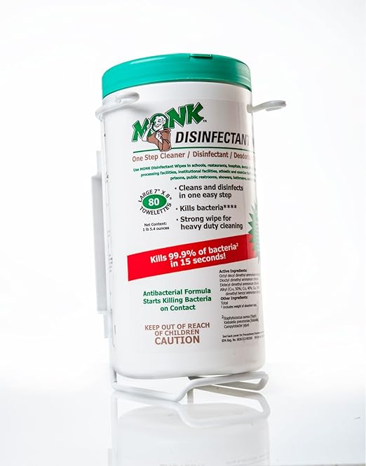DREUMEX Monk Disinfectant Wipes, Large Lemon Breeze Fresh Scented Disinfectant Wipes , Value Pack Contains 6 Canisters of 80 Count, Perfect for Gyms, Fitness Clubs, Schools, Commercial Facilities